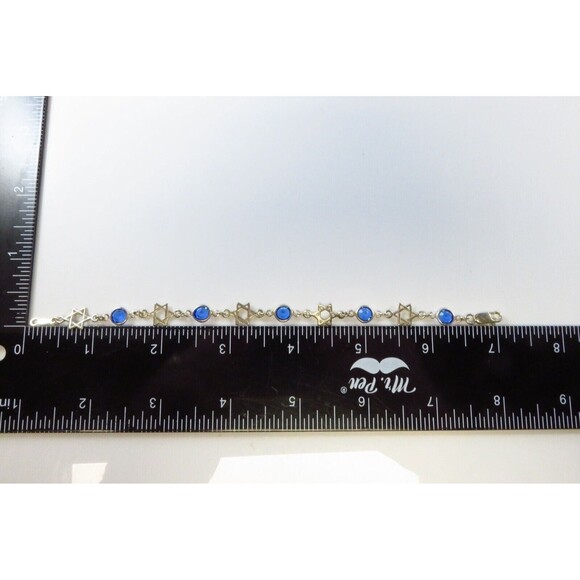 Judaism Star of David Link Bracelet in Sterling Silver 6 3/4" Lobster Clasp - Picture 6 of 6